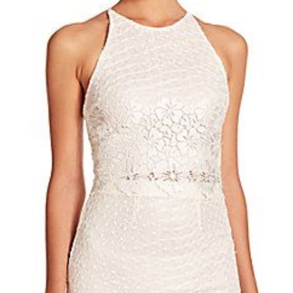 Alice + Olivia white‎ lace floral detail and scrips cross straps Size 0
